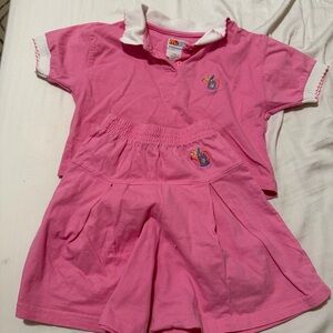 Vintage McKids Pink Polo Shirt and Flare Shorts Set Size 6